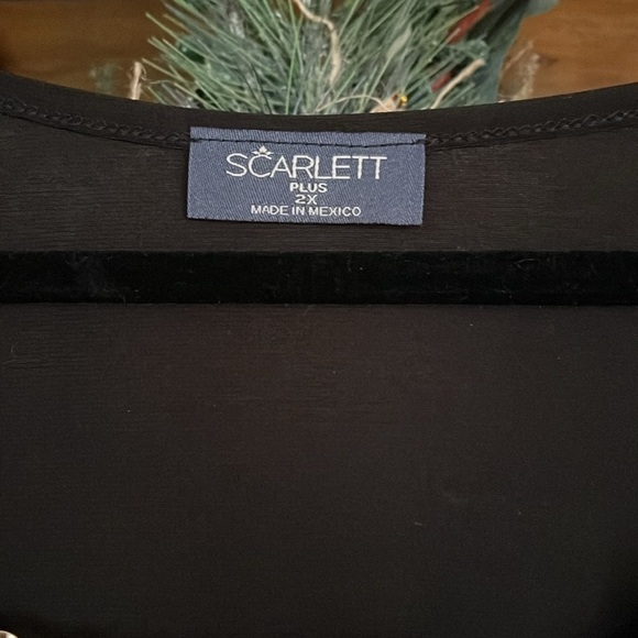 SCARLETT Plus Solid Black Cold Shoulder Short Sleeve Dress Top, Sz 2X, NWT. - Picture 3 of 8